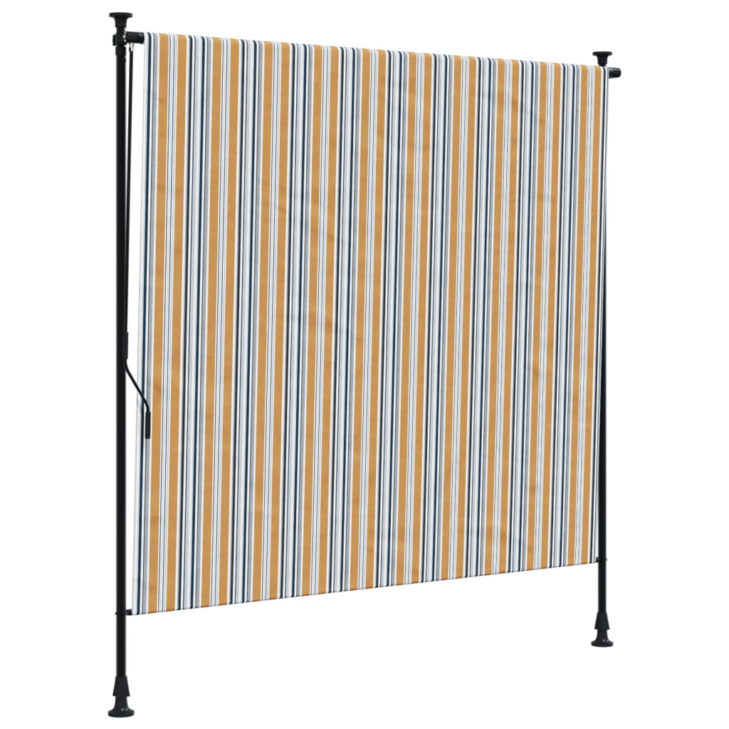 Rolgordijn Voor Buiten 200X270 Cm Stof En Staal Geel En Wit