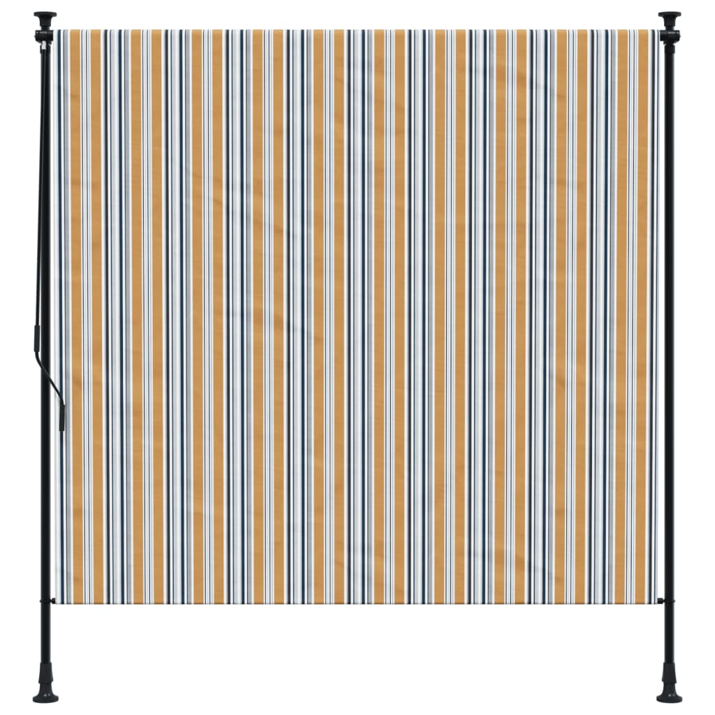 Rolgordijn Voor Buiten 200X270 Cm Stof En Staal Geel En Wit