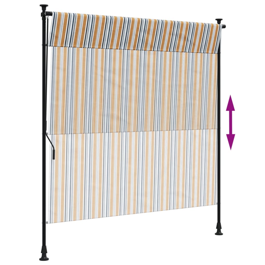 Rolgordijn Voor Buiten 200X270 Cm Stof En Staal Geel En Wit