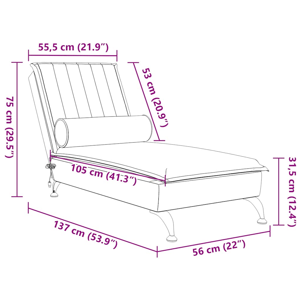 Massage Chaise Longue Met Bolster Fluweel