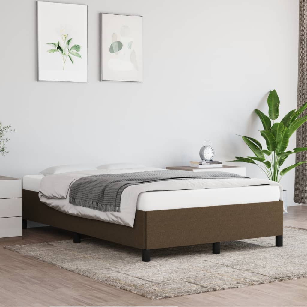 Bedframe Zonder Matras Stof Donkerbruin
