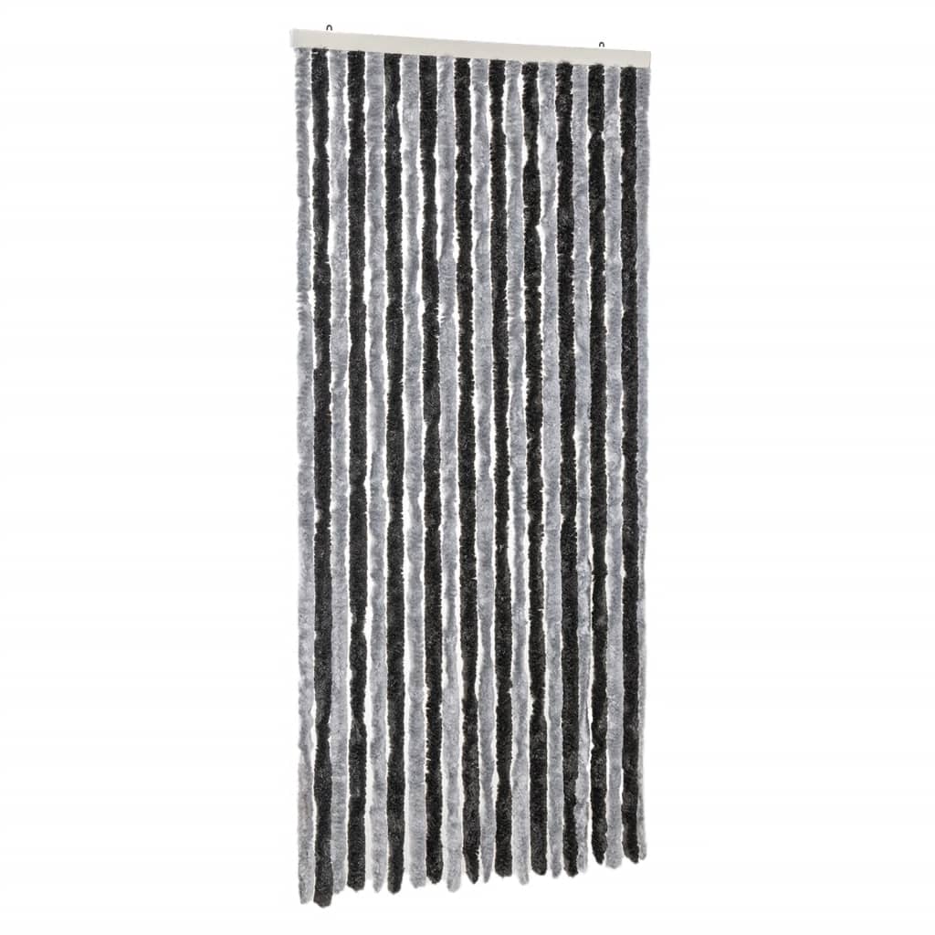 Vliegengordijn 100X230 Cm Chenille Grijs En Zwart