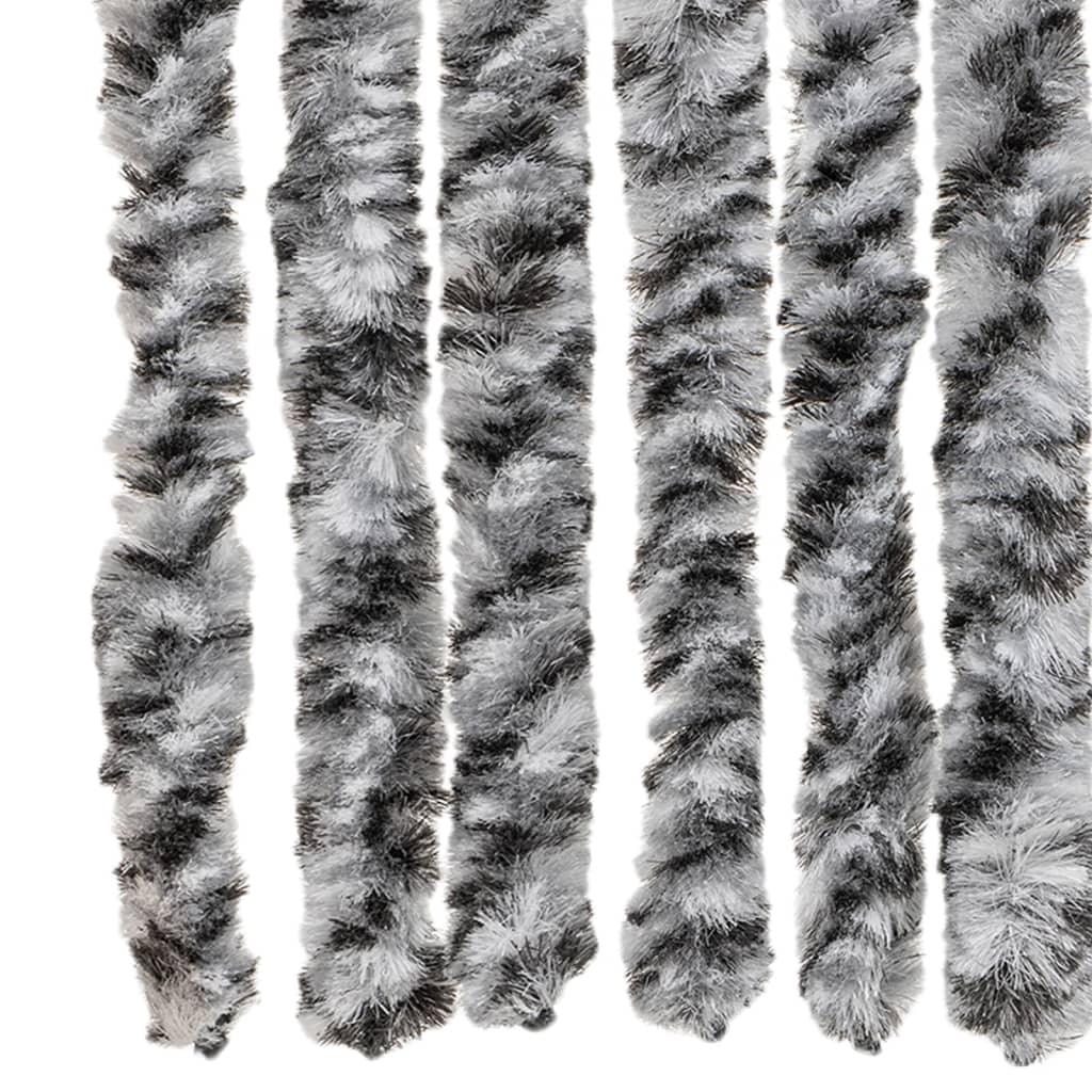 Vliegengordijn 56X185 Cm Chenille Grijs En Zwart-Wit