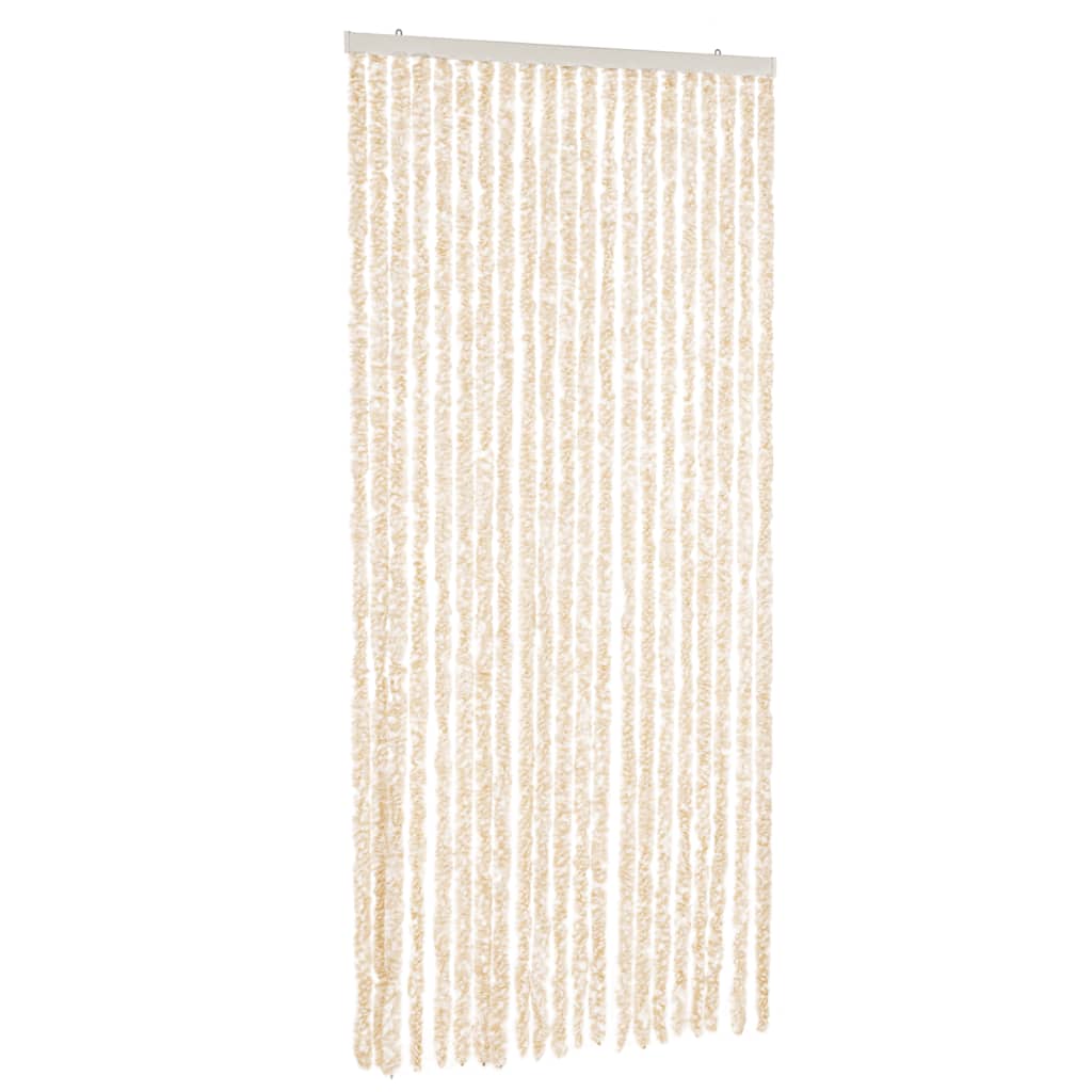 Vliegengordijn Chenille Beige En Wit