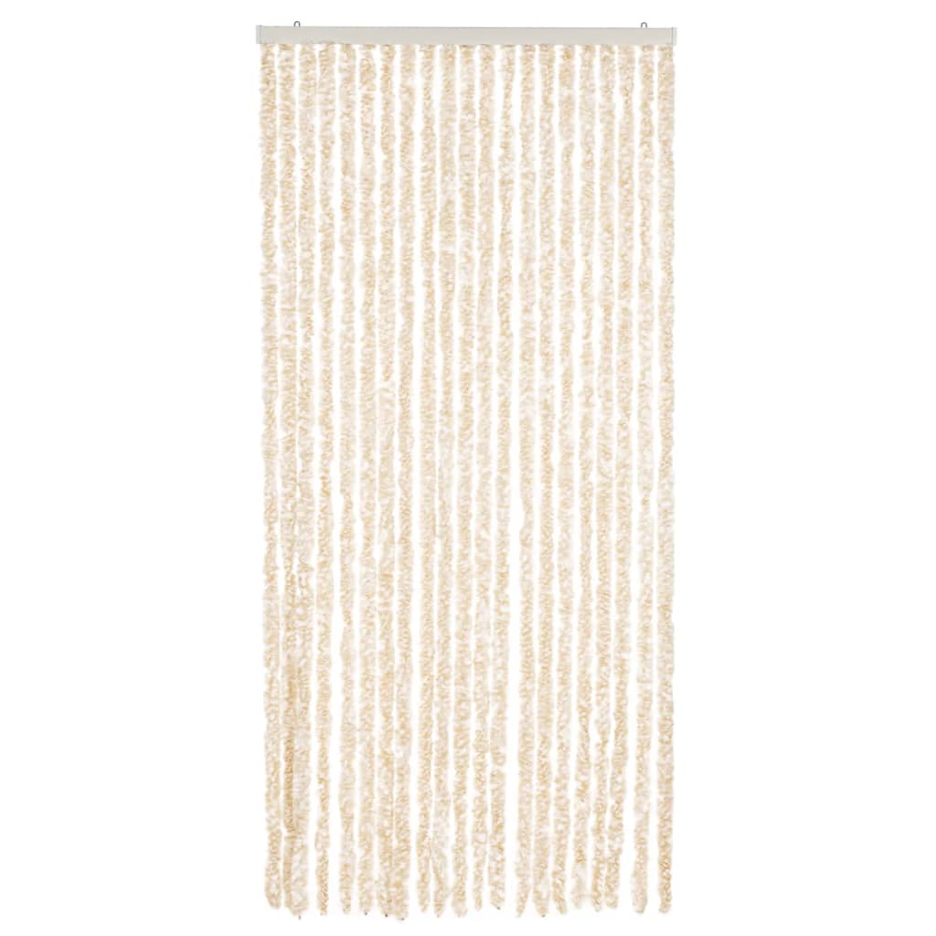 Vliegengordijn Chenille Beige En Wit