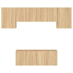 6-Delige Tv-Wandmeubelset Bewerkt Hout Kleurig