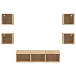 7-Delige Tv-Wandmeubelset Met Led Bewerkt Hout