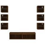8-Delige Tv-Wandmeubelset Met Led Bewerkt Hout Bruineikenkleur