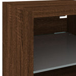 8-Delige Tv-Wandmeubelset Met Led Bewerkt Hout Bruineikenkleur