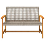Tuinbank 112 Cm Poly Rattan En Acaciahout Grijs
