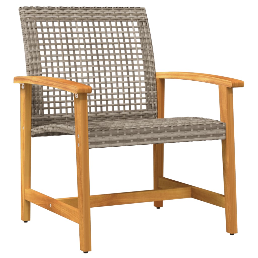 3-Delige Bistroset Poly Rattan En Acaciahout Grijs