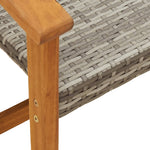 3-Delige Bistroset Poly Rattan En Acaciahout Grijs