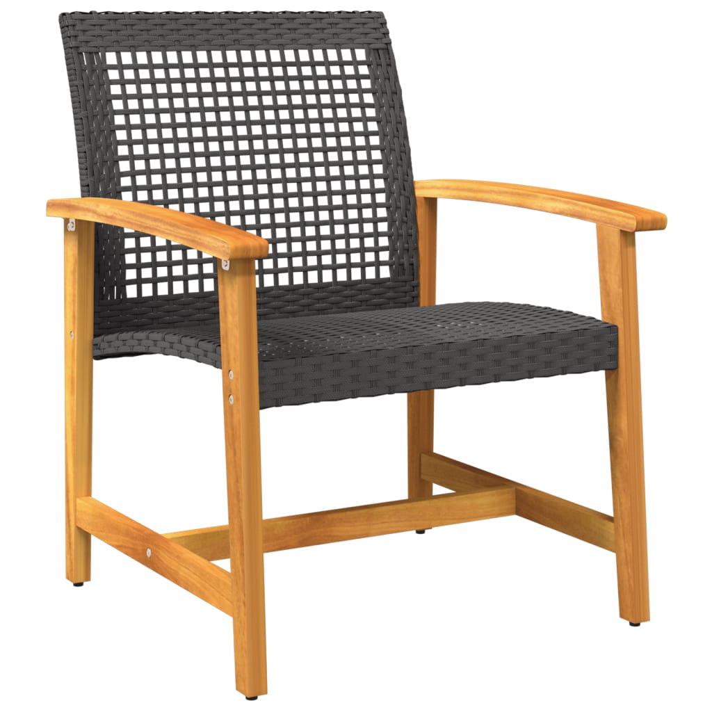 5-Delige Loungeset Poly Rattan En Acaciahout Zwart