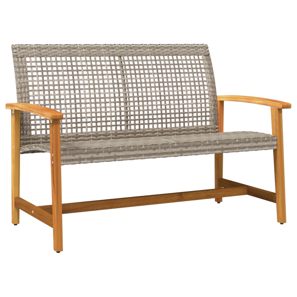 5-Delige Loungeset Poly Rattan En Acaciahout Grijs