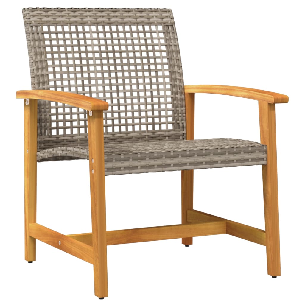 5-Delige Loungeset Poly Rattan En Acaciahout Grijs