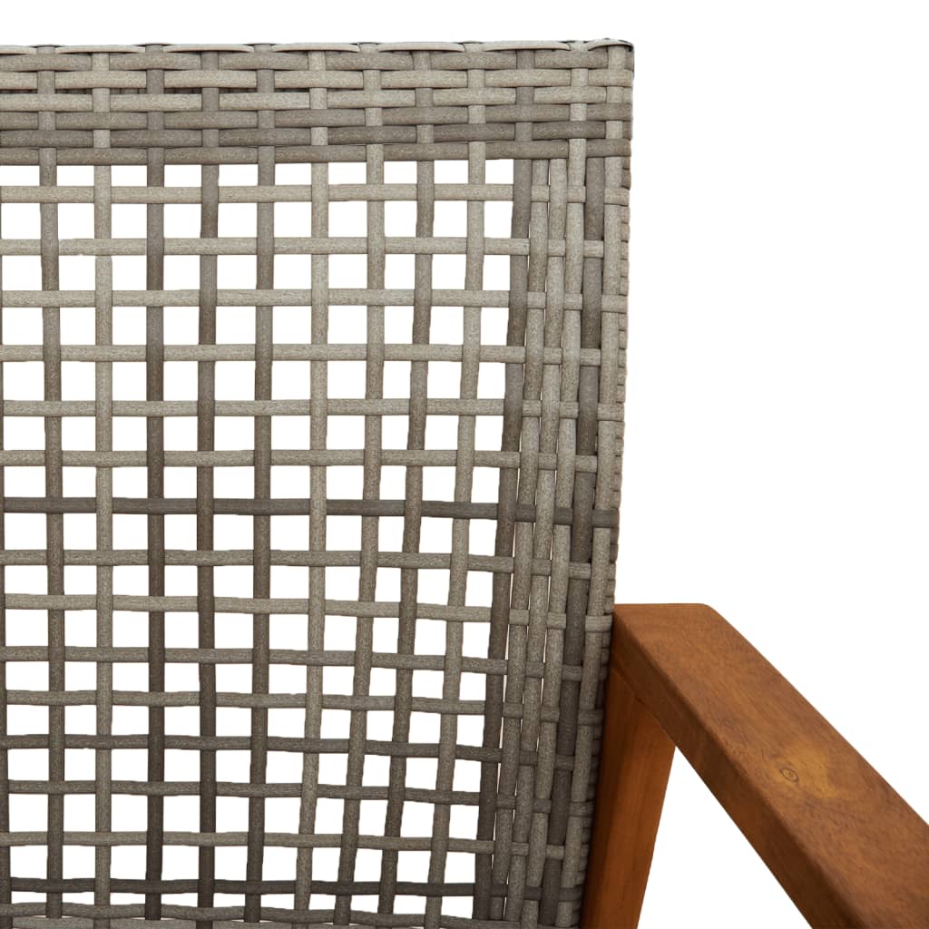 5-Delige Loungeset Poly Rattan En Acaciahout Grijs