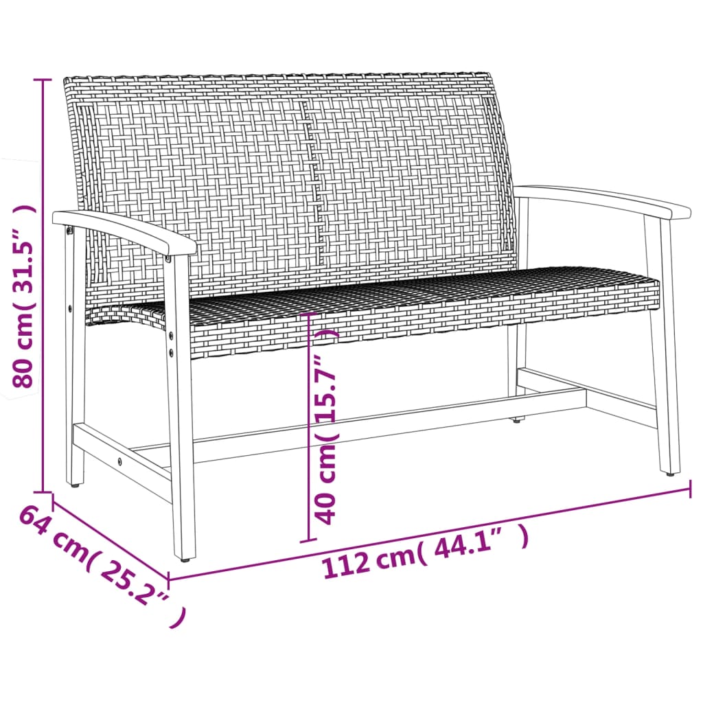 5-Delige Loungeset Poly Rattan En Acaciahout Grijs