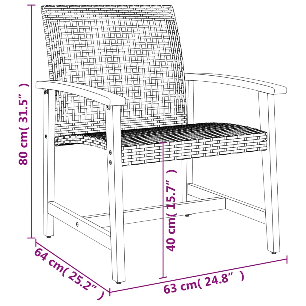 5-Delige Loungeset Poly Rattan En Acaciahout Beige