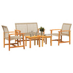 5-Delige Loungeset Poly Rattan En Acaciahout Beige