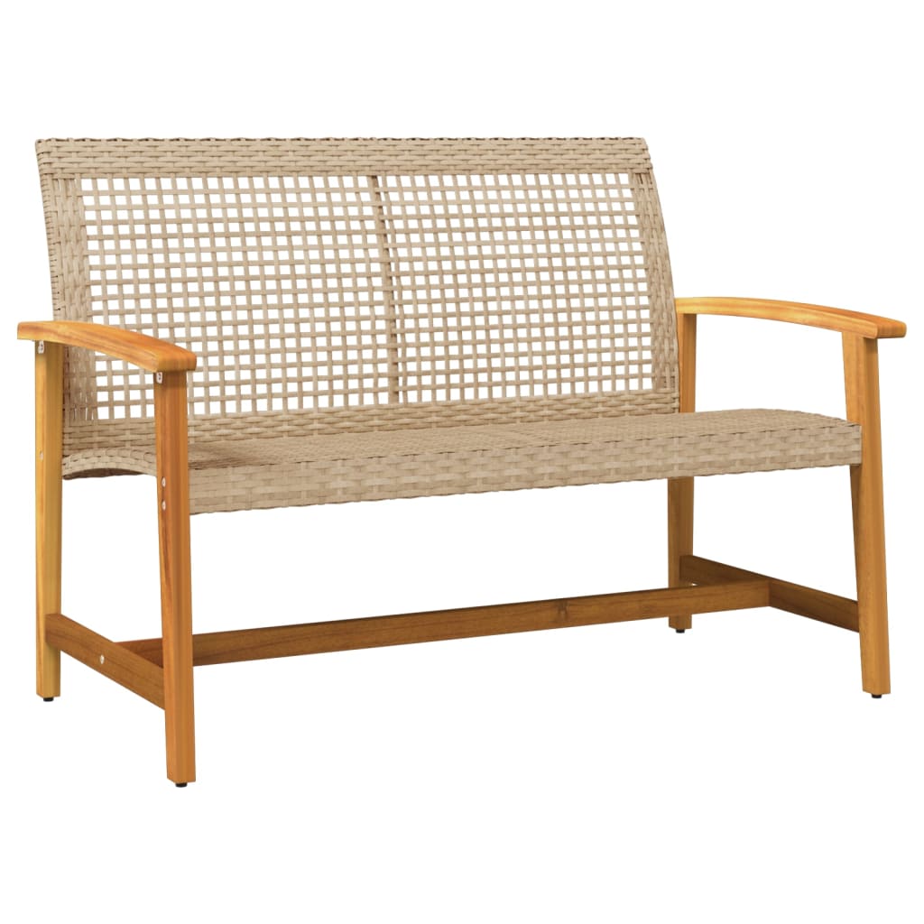 5-Delige Loungeset Poly Rattan En Acaciahout Beige
