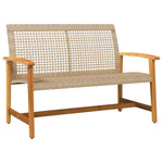 5-Delige Loungeset Poly Rattan En Acaciahout Beige