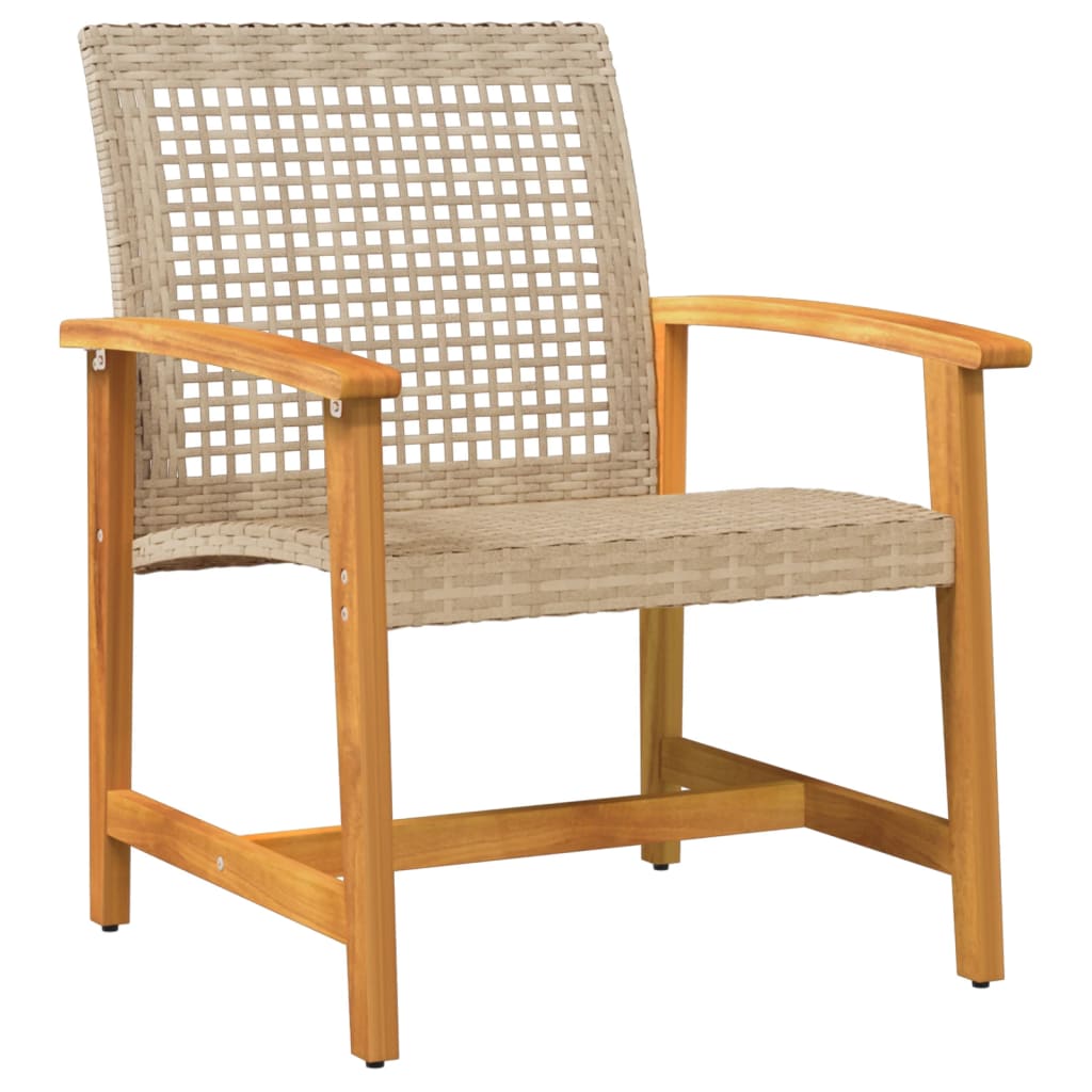 5-Delige Loungeset Poly Rattan En Acaciahout Beige