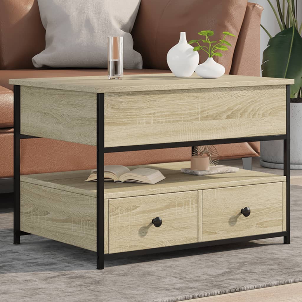 Salontafel Bewerkt Hout En Metaal Kleur