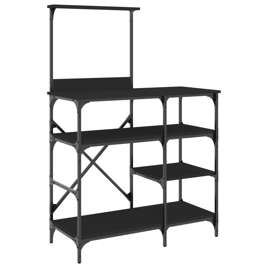 Bakkersrek 90X40X132 Cm Bewerkt Hout En Metaal Zwart