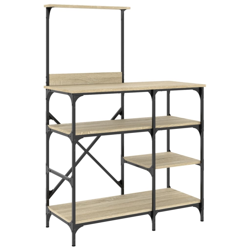 Bakkersrek 90X40X132 Cm Bewerkt Hout En Metaal Sonoma Eiken