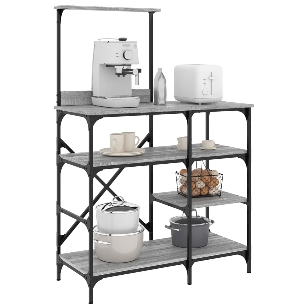 Bakkersrek 90X40X132 Cm Bewerkt Hout En Metaal Grijs Sonoma
