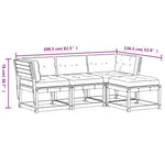 4-Delige Loungeset Met Kussens Massief Grenenhout Wasbruin