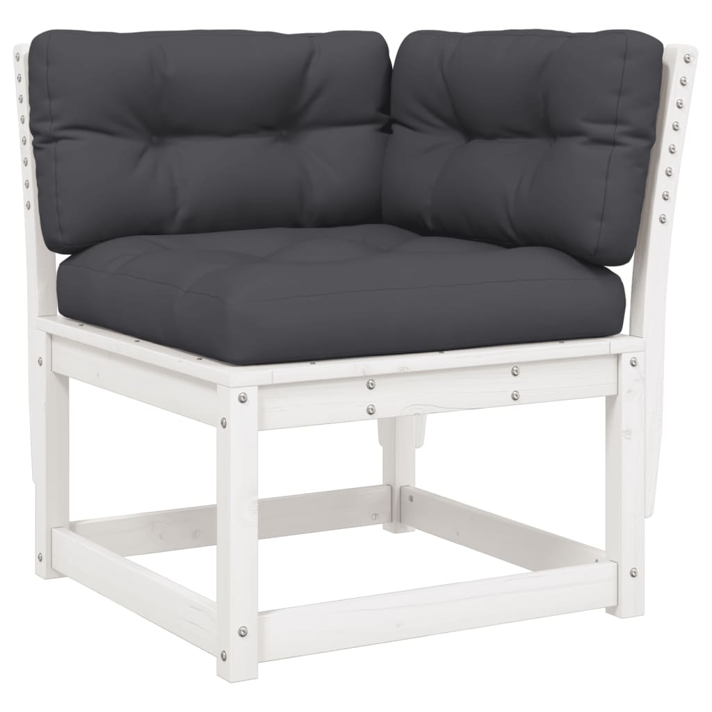 7-Delige Loungeset Met Kussens Massief Grenenhout Wit