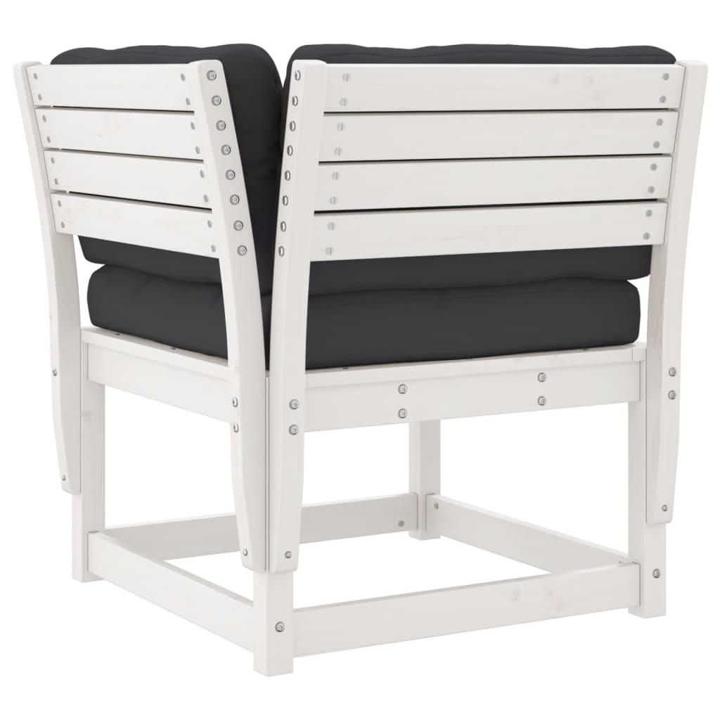 7-Delige Loungeset Met Kussens Massief Grenenhout Wit