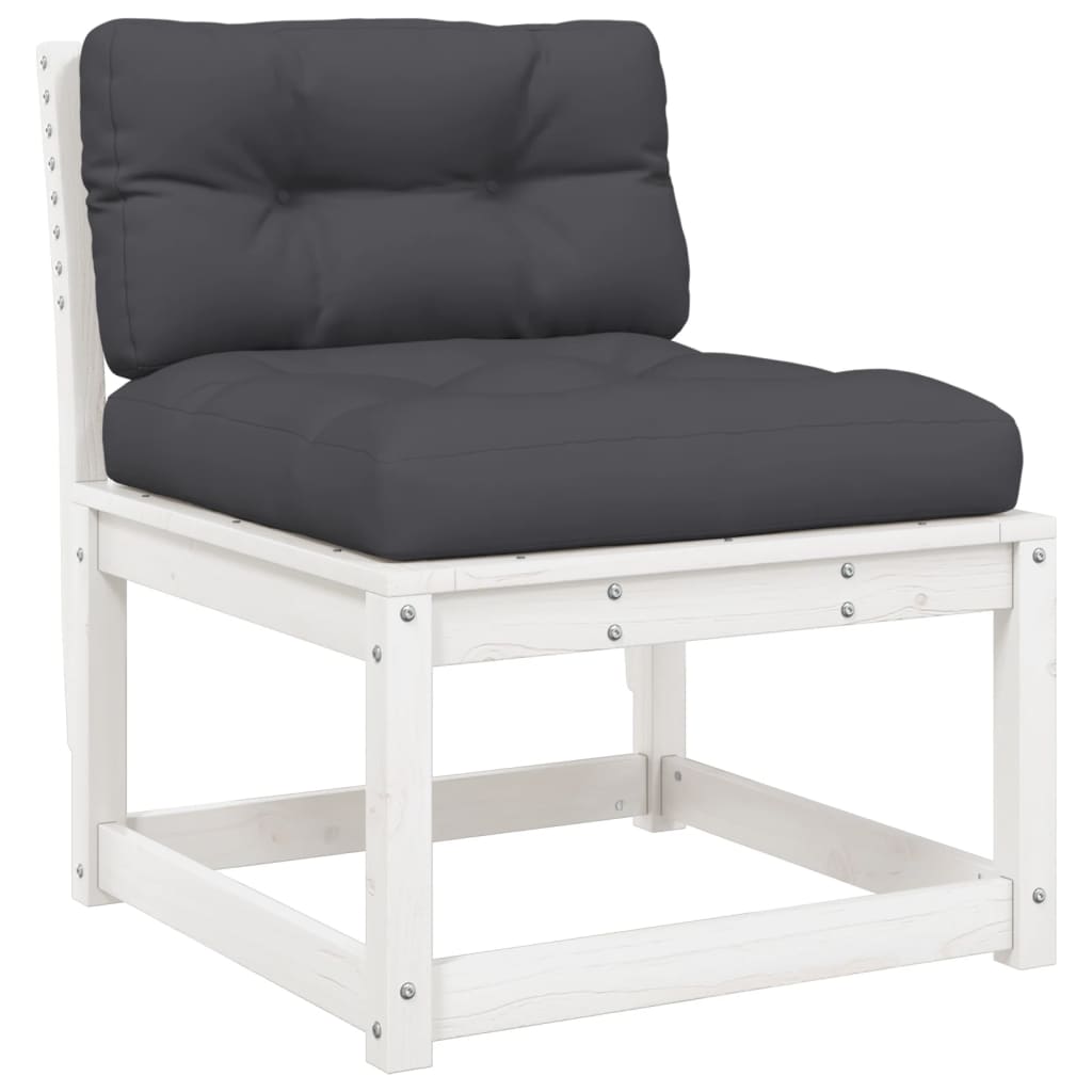 7-Delige Loungeset Met Kussens Massief Grenenhout Wit