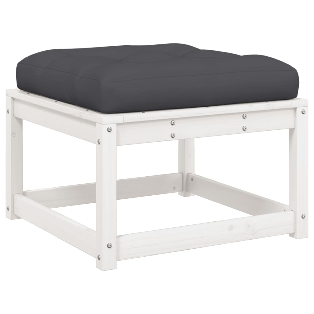 7-Delige Loungeset Met Kussens Massief Grenenhout Wit