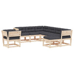 8-Delige Loungeset Met Kussens Massief Grenenhout