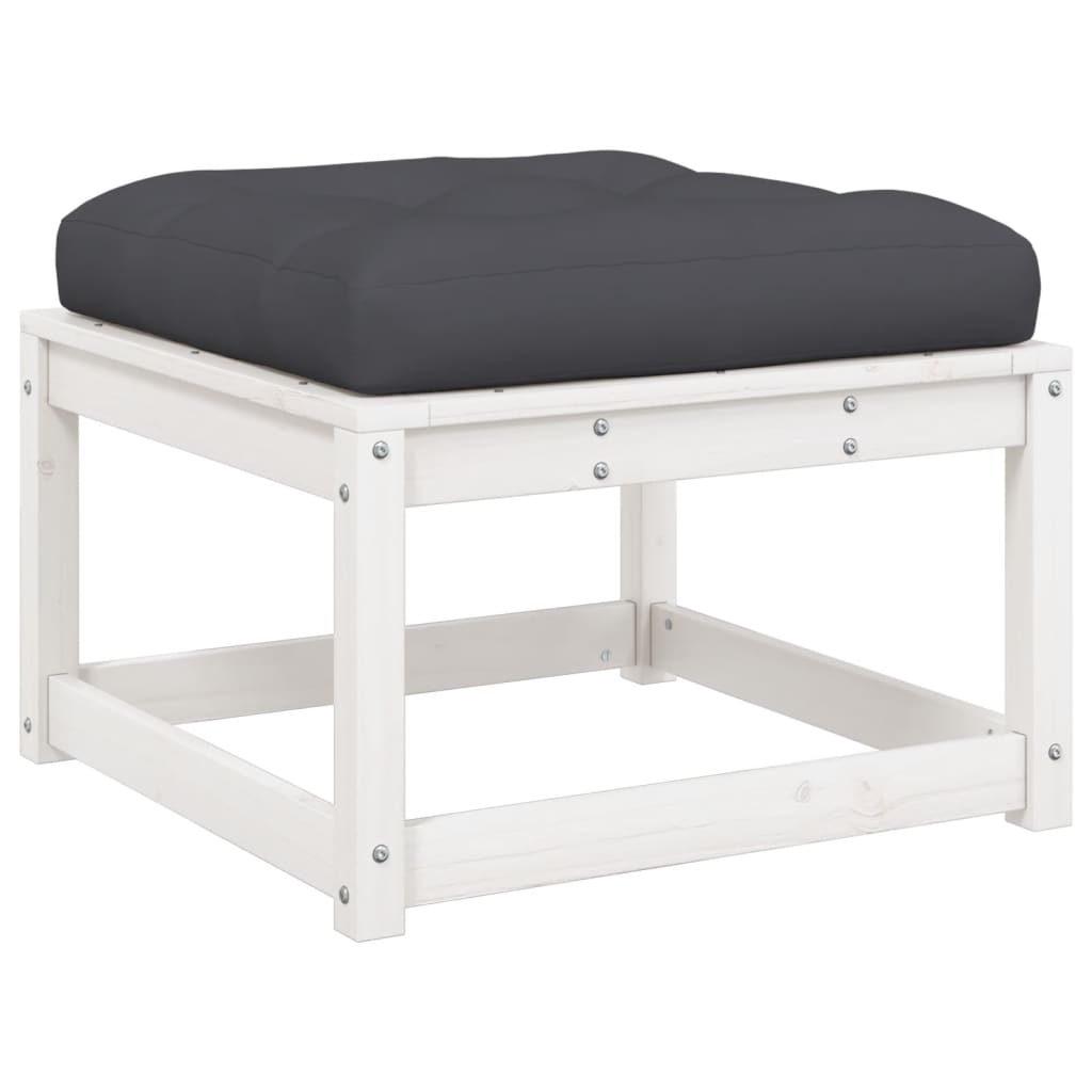 3-Delige Loungeset Met Kussens Massief Grenenhout Wit