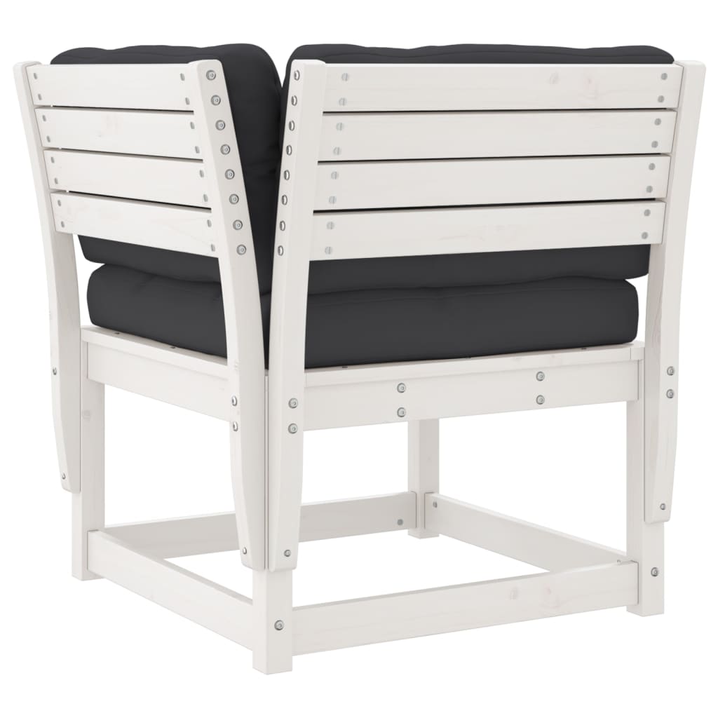 3-Delige Loungeset Met Kussens Massief Grenenhout Wit