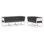 5-Delige Loungeset Met Kussens Massief Grenenhout Wit