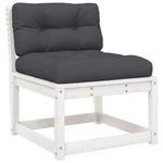 5-Delige Loungeset Met Kussens Massief Grenenhout Wit