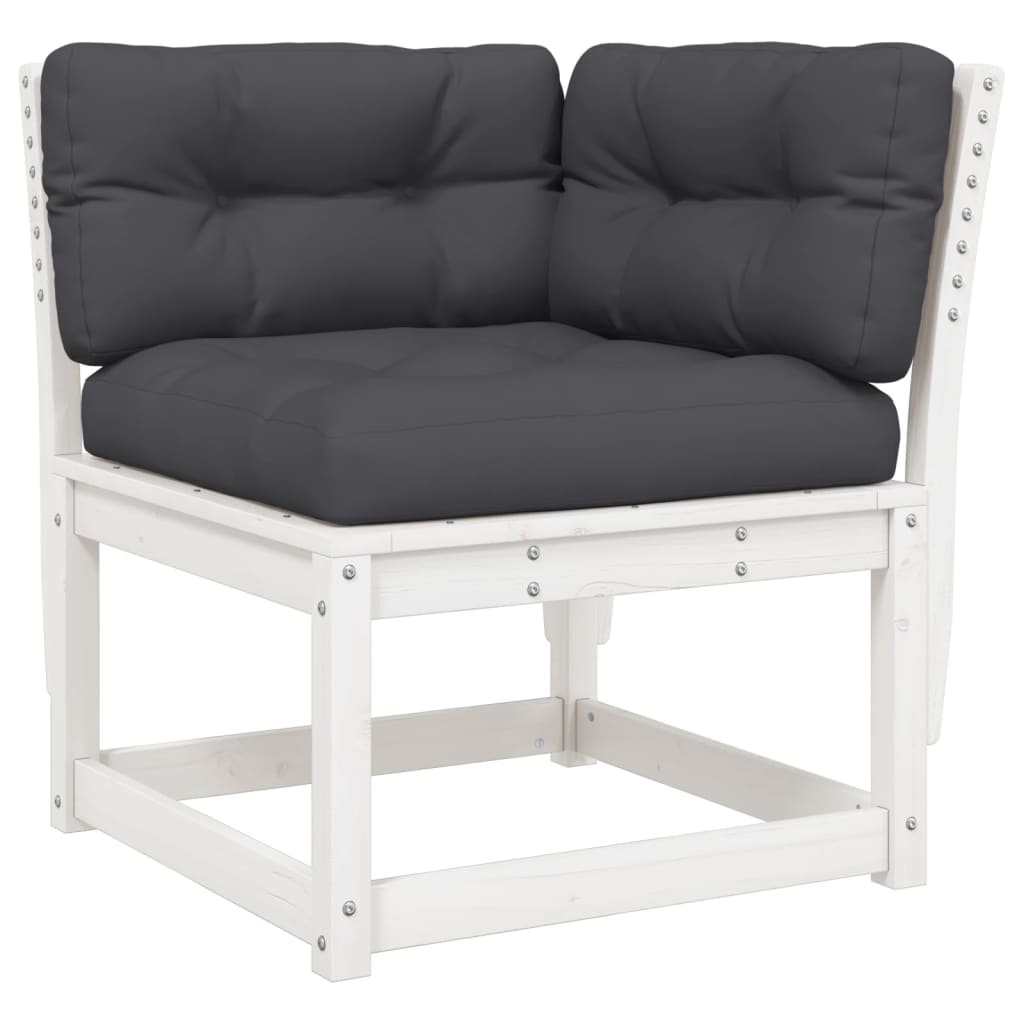 5-Delige Loungeset Met Kussens Massief Grenenhout Wit