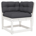 5-Delige Loungeset Met Kussens Massief Grenenhout Wit