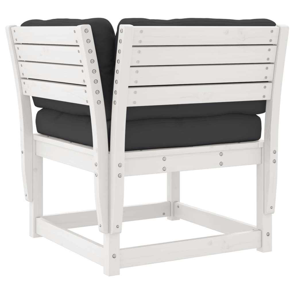 5-Delige Loungeset Met Kussens Massief Grenenhout Wit