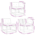 5-Delige Loungeset Met Kussens Massief Grenenhout Wit