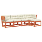 5-Delige Loungeset Met Kussens Massief Grenenhout Wasbruin