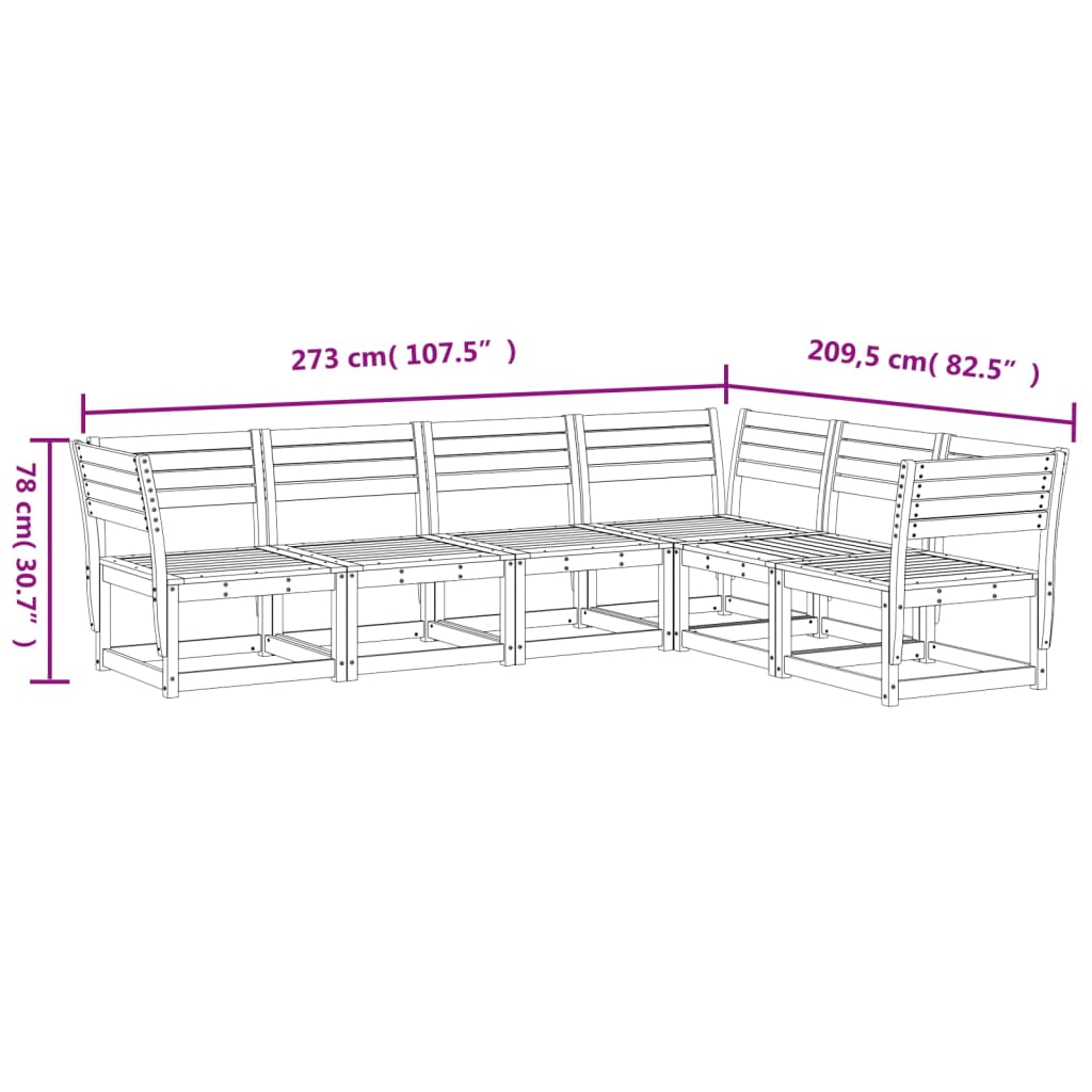 6-Delige Loungeset Geïmpregneerd Grenenhout