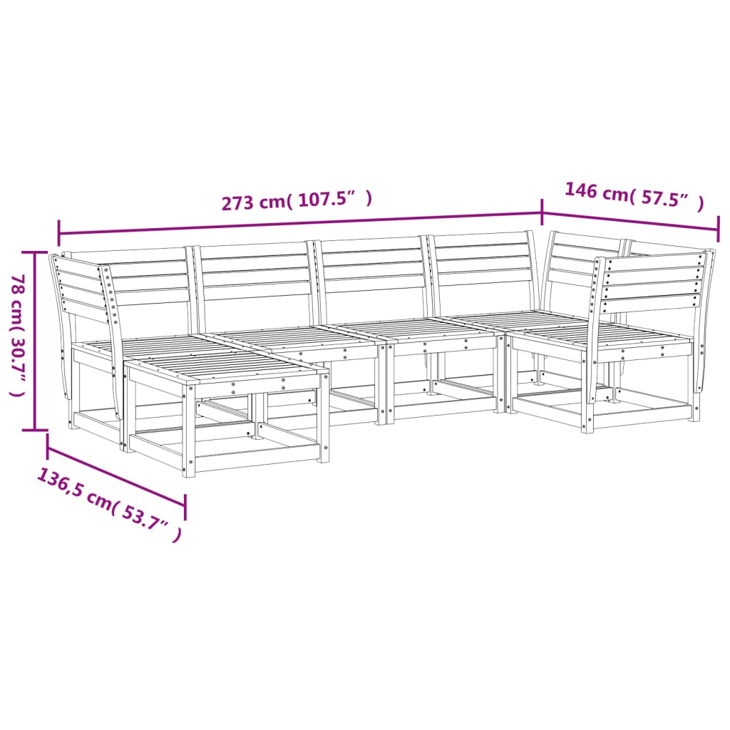 6-Delige Loungeset Geïmpregneerd Grenenhout
