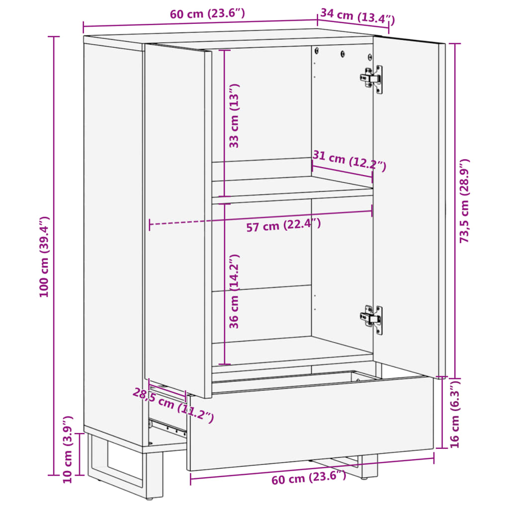 Hoge Kast 60X34X100 Cm
