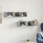 Wandkasten 75X18X16,5 Cm Bewerkt Hout Betongrijs