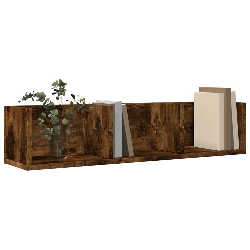 Wandkasten 75X18X16,5 Cm Bewerkt Hout Kleurig Gerookt Eiken